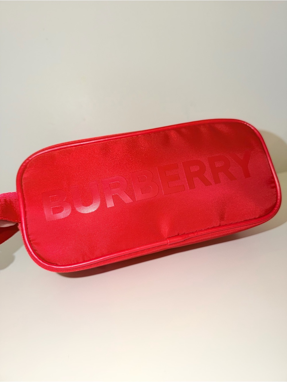 Burberry Red Nylon Make-Up Toiletry Pouch